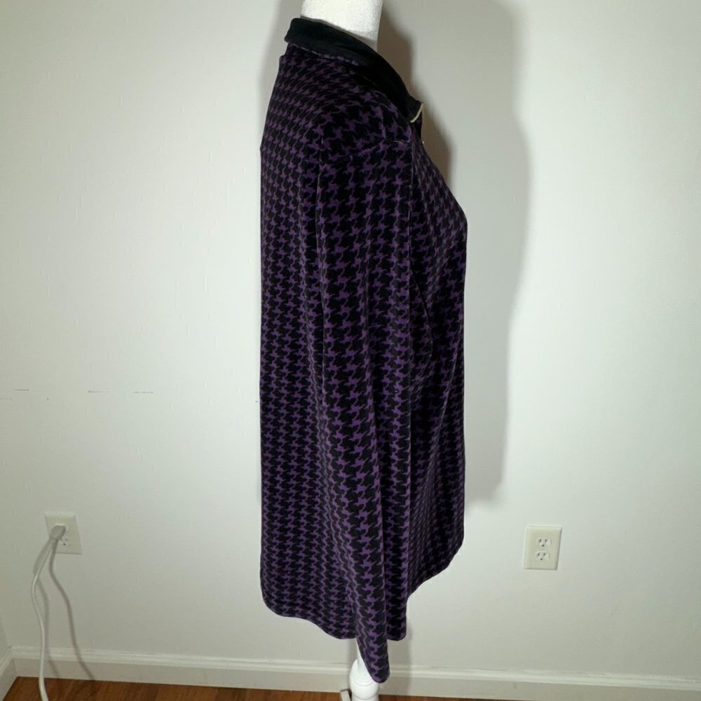 Women's Velour Purple and Black 1/4 Zip Pullover - Size Large - Picture 6 of 12